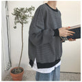 IMG 112 of Sweatshirt Women Korean False Two-Piece Striped Thin insStudent Loose Tops Outerwear