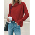 Img 4 - Popular Europe Casual High Collar Solid Colored Long Sleeved Women Pullover