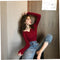 Img 13 - V-Neck Knitted Long Sleeved Solid Colored Slimming Feminine Sweater