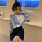 IMG 127 of Dye Sweatshirt Women Long Sleeved Korean Loose High Waist Short Tops ins Outerwear
