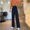 IMG 117 of Plus Size Drape High Waist Wide Leg Pants Women Four Seasons Casual Loose Floor Length Suit Uniform Pants