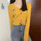 Korea CHIC Sweet Look Colourful Button V-Neck Long Sleeved Knitted Cardigan Women Outerwear
