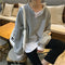 IMG 112 of Trendy False Two-Piece Sweatshirt Women Korean Loose All-Matching Niche Outerwear