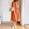Minimalist Art Loose Slim-Look Dress Women Summer Plus Size Mid-Length Dress