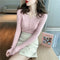 Img 8 - V-Neck Knitted Long Sleeved Solid Colored Slimming Feminine Sweater