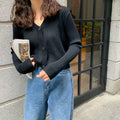 Img 4 - Outdoor Gentle Short Loose Cardigan Women Tops V-Neck Sweater