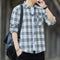 Img 1 - Chequered Long Sleeved Shirt Men Korean Slim Look Trendy Loose Hong Kong Handsome All-Matching Tops Men Shirt