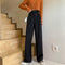 Img 1 - Plus Size Drape High Waist Wide Leg Pants Women Four Seasons Casual Loose Floor Length Suit Uniform