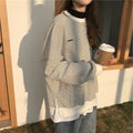 Img 1 - Sweatshirt Women Korean False Two-Piece Striped Thin insStudent Loose Tops