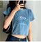 Short Sleeve T-Shirt Women Summer Korean Popular Embroidery Student Slim Look Tops T-Shirt