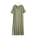 Img 8 - Modal Pajamas Pyjamas Women Short Sleeve Thin Loose Plus Size Home Dress Splitted Outdoor Dress