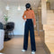 IMG 114 of Plus Size Drape High Waist Wide Leg Pants Women Four Seasons Casual Loose Floor Length Suit Uniform Pants