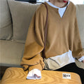 IMG 107 of Trendy False Two-Piece Sweatshirt Women Korean Loose All-Matching Niche Outerwear