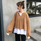Trendy False Two-Piece Sweatshirt Women Korean Loose All-Matching Niche Outerwear
