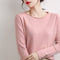 Img 1 - Sweater Women Solid Colored Round-Neck Folded Korean Slim Look Undershirt