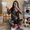 ins Long Sleeved Cardigan Replica Women Pajamas Lapel Silk Loungewear Sets Sleepwear