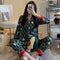 ins Long Sleeved Cardigan Replica Women Pajamas Lapel Silk Loungewear Sets Sleepwear