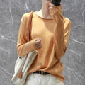 Img 25 - Women V-Neck Short All-Matching Slimming Folded Sweater Pullover