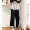 Img 3 - High Waist Straight Pants Culottes Women Korean Loose Wide Leg Ankle-Length All-Matching Casual Pants