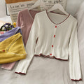 Women Long Sleeved T-Shirt Slim Look Thin Knitted Short Casual Korean INS Tops Outerwear