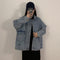 Cargo Blue Denim Women Student Harajuku Korean INS Loose Single-Breasted Jacket Outerwear