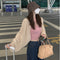 Img 2 - White Women Sunscreen Knitted Cardigan Thin Loose Lazy Long Sleeved Short Matching Tops