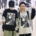 Img 2 - insInspired Harajuku bfBlack Cartoon Printed Spliced False Two-Piece Men Women T-Shirt Sweatshirt Undershirt