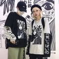 Img 1 - insInspired Harajuku bfBlack Cartoon Printed Spliced False Two-Piece Men Women T-Shirt Sweatshirt Undershirt