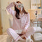 IMG 154 of Korea Korean insChequered Pajamas Women Sleeve Length Pants Cardigan Adorable Cartoon Sets Loungewear Sleepwear