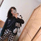 Chequered Sets Pajamas Women Cartoon Loose Long Sleeved Casual Korean Color-Matching Loungewear Outdoor Sleepwear