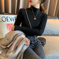 Img 9 - Half-Height Collar Women Slimming Western Fitted Knitted Long Sleeved Black Sweater