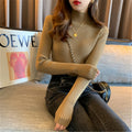 Img 12 - Half-Height Collar Women Slimming Western Fitted Knitted Long Sleeved Black Sweater