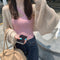 Img 1 - White Women Sunscreen Knitted Cardigan Thin Loose Lazy Long Sleeved Short Matching Tops