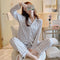 IMG 155 of Korea Korean insChequered Pajamas Women Sleeve Length Pants Cardigan Adorable Cartoon Sets Loungewear Sleepwear