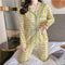 IMG 151 of Korea Korean insChequered Pajamas Women Sleeve Length Pants Cardigan Adorable Cartoon Sets Loungewear Sleepwear