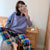 Img 1 - Chequered Sets Pajamas Women Cartoon Loose Long Sleeved Casual Korean Color-Matching Loungewear Outdoor