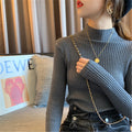 Img 8 - Half-Height Collar Women Slimming Western Fitted Knitted Long Sleeved Black Sweater