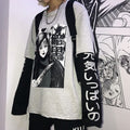 Img 5 - insInspired Harajuku bfBlack Cartoon Printed Spliced False Two-Piece Men Women T-Shirt Sweatshirt Undershirt
