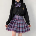 Img 7 - Japanese Basic Uniform Sets Mid-Length Women Pleated Short Skirt