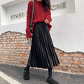 Img 1 - Women A-Line Mid-Length High Waist Black Pleated Skirt
