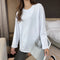 Img 6 - Mid-Length Cotton Women Long Sleeved T-Shirt Undershirt Korean Loose Plus Size Tops Solid Colored Round-Neck Sweatshirt