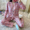 IMG 149 of Korea Korean insChequered Pajamas Women Sleeve Length Pants Cardigan Adorable Cartoon Sets Loungewear Sleepwear