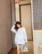 IMG 112 of Mid-Length Cotton Women Long Sleeved T-Shirt Undershirt Korean Loose Plus Size Tops Solid Colored Round-Neck Sweatshirt T-Shirt