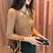 Img 5 - Korean Personality Cross See Through  Halter Round-Neck Knitted Slimming Women Sweater