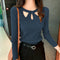 Img 4 - Korean Personality Cross See Through  Halter Round-Neck Knitted Slimming Women Sweater