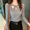 Img 1 - Korean Personality Cross See Through  Halter Round-Neck Knitted Slimming Women Sweater