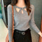 Img 9 - Korean Personality Cross See Through  Halter Round-Neck Knitted Slimming Women Sweater