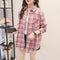 Img 3 - Student Chequered Blouse Long Sleeved Korean Loose College Outdoor Shirt Blouse