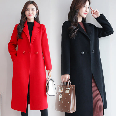 Img 6 - Woolen Women Mid-Length Korean Slimming Suit Collar Wool Coat