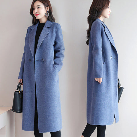 Img 2 - Woolen Women Mid-Length Korean Slimming Suit Collar Wool Coat